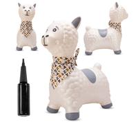 Animal sauteur gonflable, jouet enfant 1 an pour l'intérieur et l'extérieur, pompe manuelle incluse (Lama blanche)