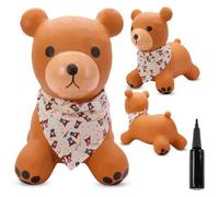 Animal Sauteur Gonflable, Jouet Enfant 1 an pour l'intérieur et l'extérieur, Design Ergonomique, Pompe Manuelle Incluse (Ours Brun)