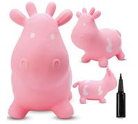 Animal sauteur gonflable - Jouet à sauter - Vache rose - de 12 mois - caoutchouc de haute qualité - pompe incluse