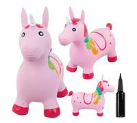 Animal Sauteur Gonflable, Jouet Enfant 1 an pour l'intérieur et l'extérieur, Design Ergonomique, Pompe Manuelle Incluse (Licorne Rose avec Corne Blanche)