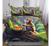 Animal Singe Housse De Couette Parure De Lit avec Taie d'oreiller Doux Et Confortable Sets De Housse Couette en Microfibre Double (200x200cm)