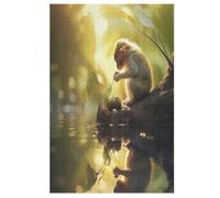 Animal Singe Puzzle en Bois 1000 Pièces, DIY, Divertissement Créatif, Amusement Puzzles pour Adultes Et Enfants À Partir De 12 Ans, 78×53cm