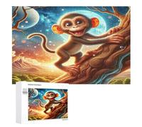 Animal Singe Puzzles De 1000 Pièces, Puzzle pour Adultes en Bois, Jeu D'adresse Toute La Famille, （75×50cm）