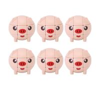 Animal Speed Cube 6 Pack, 3x3 Puzzle Toy with Piggy Cartoon Design for Kids Brain Teaser and Educational Party Favors