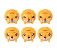 Animal Speed Cube 6 Pack, 3x3 Puzzle Toy with Tiger Cartoon Design for Kids Brain Teaser and Educational Party Favors