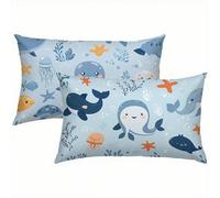 Animal Taies d'oreiller 50x80 Housse Coussin Velours Lot de 2, Taie Oreiller Bleu, Housse de Coussin Exterieur Impermeable pour Salon de Jardin, Mode Respirante avec Fermeture Éclair Invisible S1-983