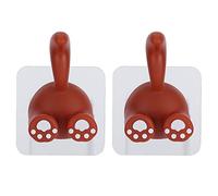 Animal Tail Hook 2 Pack Cute Animal Tail Sucker Hook Punch Free Utility Hooks for Matte Glass Ceramic Tiles Marble Metal Wall Non Toxic Durable Pond Rubber Material 8.3 x 4 x 6.4cm (écureuil rouge)