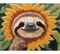 Animal Tapis Point Noué Kitparesseux Et Fleur De Tournesol Ensemble De Tapis À Faire Soi-Même Avec Toile Imprimée，Fil À Crochet，Broderie,Loquet，Tapisserie Pour La Décoration De La M 35x46in