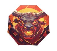 Animal Taureau De Feu en Colère Parapluie Pliant Enfant Garçons Filles Automatique Protection UV Parapluies Coupe-Vent pour Voyager