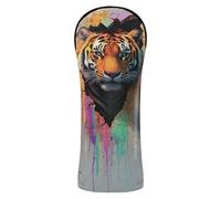 Animal Tigers Breaking Through The Wall Housse de golf en cuir de qualité supérieure avec étiquettes interchangeables pour conducteur/bois de parcours/hybride