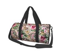 Animal Tigre Imprimé Léopard Rose Fleur Imprimé, Sac de Voyage de Grande capacité, Sac à Main Rond, Sac de Voyage de Sport, fourre-Tout, Sac de Fitness