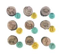 Animal Track Stamps - Wooden Handcrafted | Mini Paw Print Design | Creative Craft Art Stamp Educational Footprint Pattern Tool Fine Motor Activity For Kids Classroom Birthday Holiday Projects