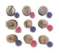 Animal Track Stamps - Wooden Handcrafted | Mini Paw Print Design | Creative Craft Art Stamp Educational Footprint Pattern Tool Fine Motor Activity For Kids Classroom Birthday Holiday Projects