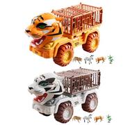 Animal Truck - Inertial Smooth Animal Shape Educational Push-roll Toy | Pull Back Tiger Car Early Learning Educational For Tots Kids Preschoolers Kindergarten Children Boys Girls