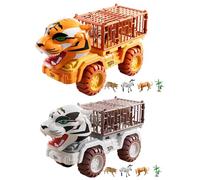 Animal Truck - Tiger Pullback Car, véhicule à inertie | Transport roulant interactif encourageant la créativité contrôle oculaire de la main jeu d'éducation précoce pour les à la maison en cla