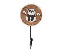 Animal Wall Hooks | No Drill Strong Adhesion for Markless Hanging | Cartoon Wood Hooks for Bedroom/Kitchen/Bathroom | Rustic Decor with Acorn Design (Panda)