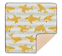 Animal Whale Grand tapis de gymnastique et d'activités pour bébé avec motif de baleine dorée et grise, tapis de jeu rembourré pour bébés, nourrissons et tout-petits, 127 x 127 cm