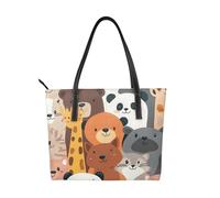 Animal Zoo Sac à main en cuir végétalien pour femme, sac fourre-tout avec poignée sur le dessus, grand sac à bandoulière pour le quotidien, le travail, les voyages