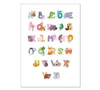 AnimalBUZZZ Affiche Alphabet Animaux - A comme Abeille Z comme Zèbre - Poster Éducatif Chambre Enfant Bébé - 26 Animaux Colorés - Sans Cadre - Format A4