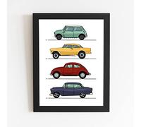 AnimalBUZZZ Affiche voitures vintage - décoration design et moderne - Véhicules cars - enfant adulte - salon chambre - deco voiture - mini - beatles - collection (A3 (29,7x42cm))