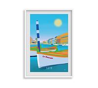 AnimalBUZZZ Sète - Hérault - France - Décoration salon- affiche - Décoration chambre- Style papier peint- plage et soleil - méditerranée - souvenir cadeau (A3 (29,7x42cm)-Tableau décoration murale