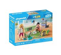 PLAYMOBIL 71753 Animalerie avec enclos à lapins, My Life, Soin des animaux, 30 pièces, Dès 4 ans