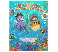 ANIMALES DEL OCEANO BRAINROT - Conecta los puntos y colorea: Libro de actividades a color para niños de 5 a 10 años (3 Niveles)