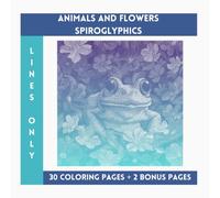 Animals And Flowers Spiroglyphics Lines Only: One Color Coloring Book With Unique Ilustraions To Discover