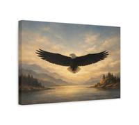 Animals Bald Eagle Golden Sunset - Canvas Wall Art Print 18×12 inch (45×30 cm) - Horizontal / 1.25 inch (3 cm)