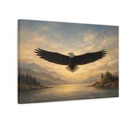 Animals Bald Eagle Golden Sunset - Canvas Wall Art Print 24×16 inch (60×40 cm) - Horizontal / 1.25 inch (3 cm)