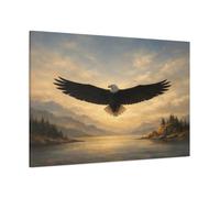 Animals Bald Eagle Golden Sunset - Canvas Wall Art Print 48×32 inch (120×80 cm) - Horizontal / 1.25 inch (3 cm)