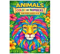 Animals Color by Numbers for Kids Ages 4-8: A Fun and Educational Coloring Book with Easy Number Codes, Cute Designs, and Creative Activities for Kids Ages 4-8.Over 50+ Pages.