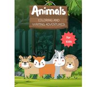 Animals Coloring And Writing Adventures Book! in Black & White Colors Illustrative Cartoon Style