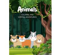 Animals Coloring And Writing Adventures Book in Black & White Colors Illustrative Cartoon Style