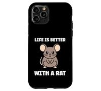 Animals Cute Mouse Rodent Rat Life is Better with a Rat Coque pour iPhone 11 Pro