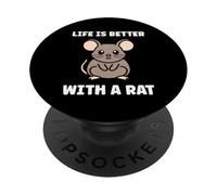 Animals Cute Mouse Rodent Rat Life is Better with a Rat PopSockets PopGrip Adhésif
