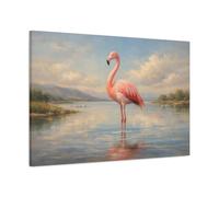 Animals Flamingo Pink - Canvas Wall Art Print 36×24 inch (90×60 cm) - Horizontal / 1.25 inch (3 cm)