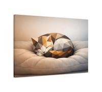 Animals Geometric Cat Brown Grey - Canvas Wall Art Print 30×20 inch (75×50 cm) - Horizontal / 1.25 inch (3 cm)