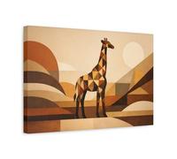 Animals Giraffe Brown Geometric - Canvas Wall Art Print 18×12 inch (45×30 cm) - Horizontal / 1.25 inch (3 cm)
