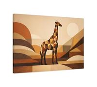 Animals Giraffe Brown Geometric - Canvas Wall Art Print 30×20 inch (75×50 cm) - Horizontal / 1.25 inch (3 cm)