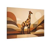 Animals Giraffe Brown Geometric - Canvas Wall Art Print 36×24 inch (90×60 cm) - Horizontal / 1.25 inch (3 cm)