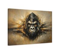 Animals Gorilla Brown Gold Geometric - Canvas Wall Art Print 24×16 inch (60×40 cm) - Horizontal / 1.25 inch (3 cm)