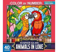 Animals in Love Stained Glass Color by Number: 40 Cute Couples in Heartwarming Scenes