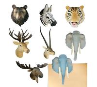 Animals Lot de 8 Stickers muraux 3D Portables pour réfrigérateur sans perçage pour Petits, bébés, Adultes
