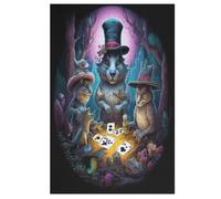 Animals Playing Poker Puzzles en Bois, De Décompression Puzzle, pour Adultes Enfants 1000 Pièces Jouets De Décompression （78×53cm）