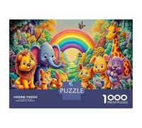 Animals Under The Rainbow Puzzle 1000 Pièces pour Adultes Wildlife, Jeux Éducatifs, Défiant Et Décoration Maison 70x50cm/1000pcs