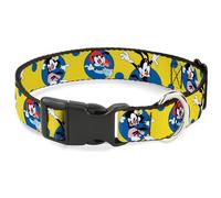 Animaniacs Collier pour chien avec boucle en plastique Motif Yakko Wakko et pois Jaune 24,5 à 36,8 cm Largeur 1,3 cm