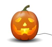 ANIMAT3D Jabberin' Jack Détecteur de mouvement 30,5 cm XL citrouille animée parlante orange avec vidéoprojecteur intégré et haut-parleur inclus 80 minutes de contenu