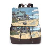 Animated Little Village Sac à dos de voyage tendance pour femme, sac à dos décontracté, sac à dos en cuir imprimé pour femme pour le travail