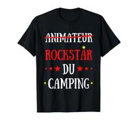 Animateur aka la Rockstar du Camping été Vacances Animation T-Shirt Graphique avec Valeur, Homme, Noir, XL